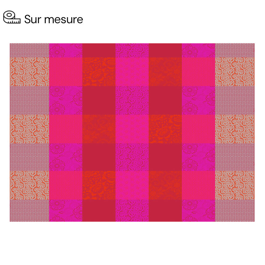 Nappe enduite Fleurs de Kyoto Cerise 175x175 100% coton, , hi-res image number 2